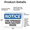 Signmission Fire Sprinkler Main Shutoff Inside OSHA Notice Sign, Vinyl Decal, 14in W x 10in L, 2PK OS-2PACK-NS-D-1014-L-12671 - alternate 4